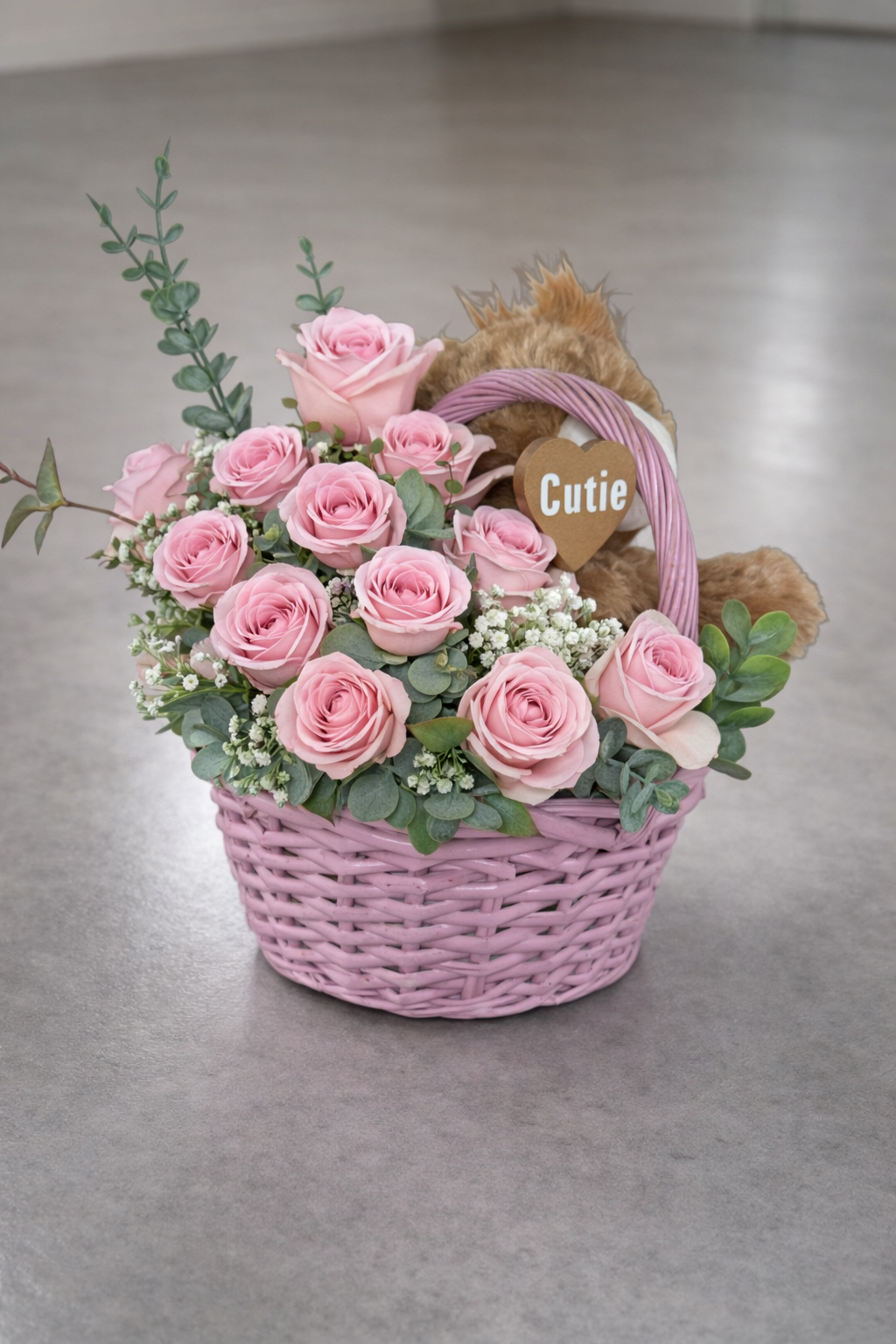 Cutie Plush Rose Basket - Image 2