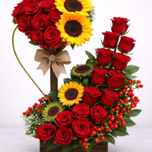 Sunlit Romance Heart Garden Arrangement